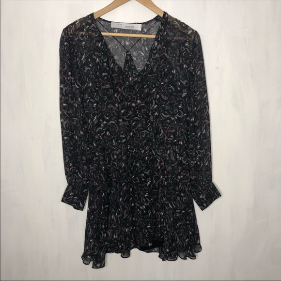 Iro Black Honess Printed Tiered Mini Dress 34 2 - Picture 2 of 8